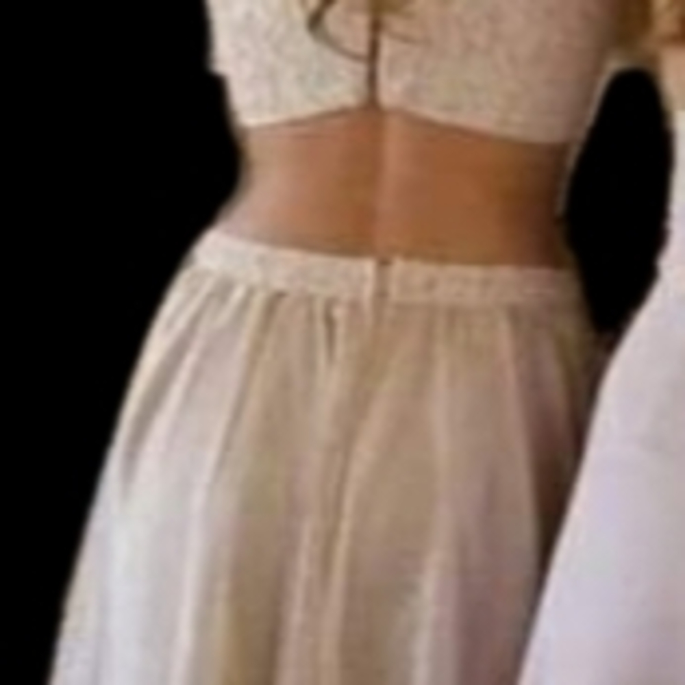 Two piece, gauzy skirt and cropped yop